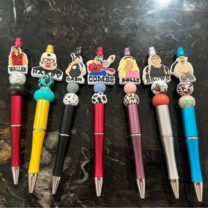 Hand made silicone beaded pens